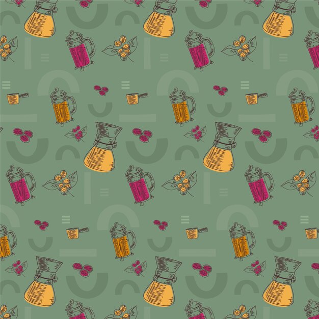 Diseño de patrón de colores aw dibujado a mano