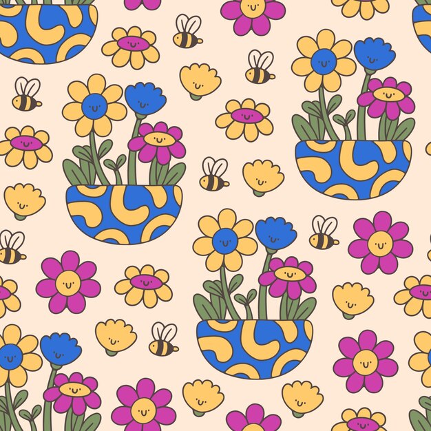 Diseño de patrón de colores a/w dibujado a mano