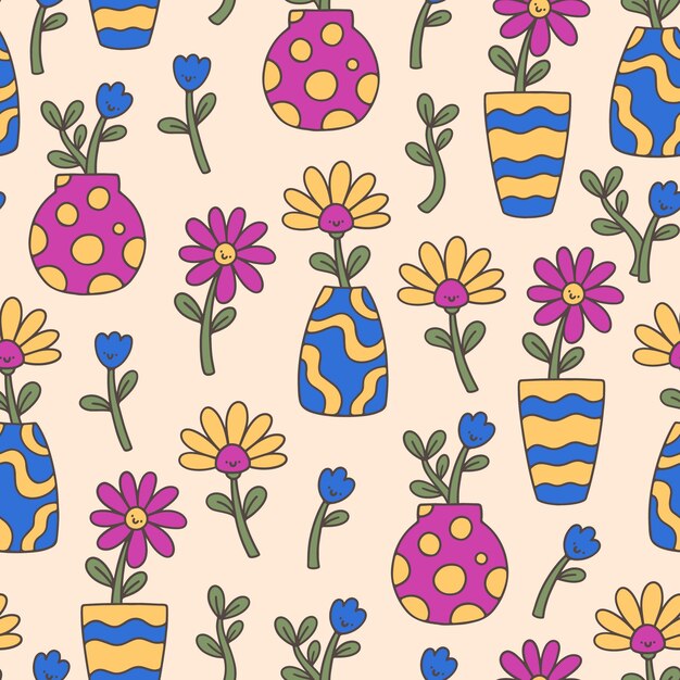 Diseño de patrón de colores a/w dibujado a mano