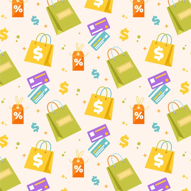 Diseño de patrón de compras dibujado a mano