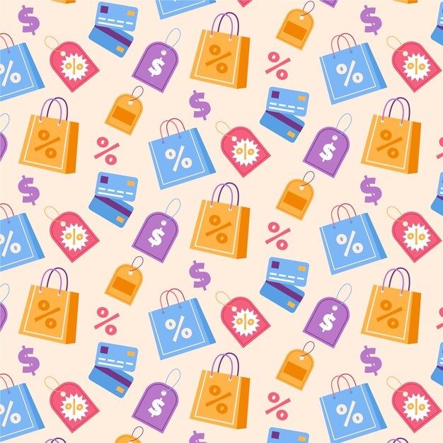Diseño de patrón de compras dibujado a mano