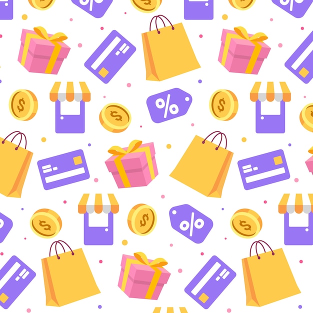 Vector gratuito diseño de patrón de compras dibujado a mano