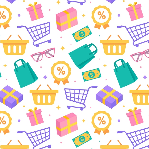 Diseño de patrón de compras dibujado a mano