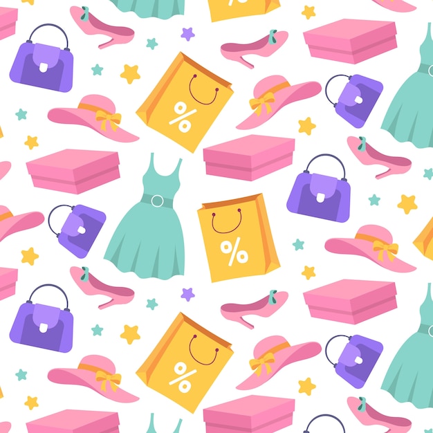 Diseño de patrón de compras dibujado a mano