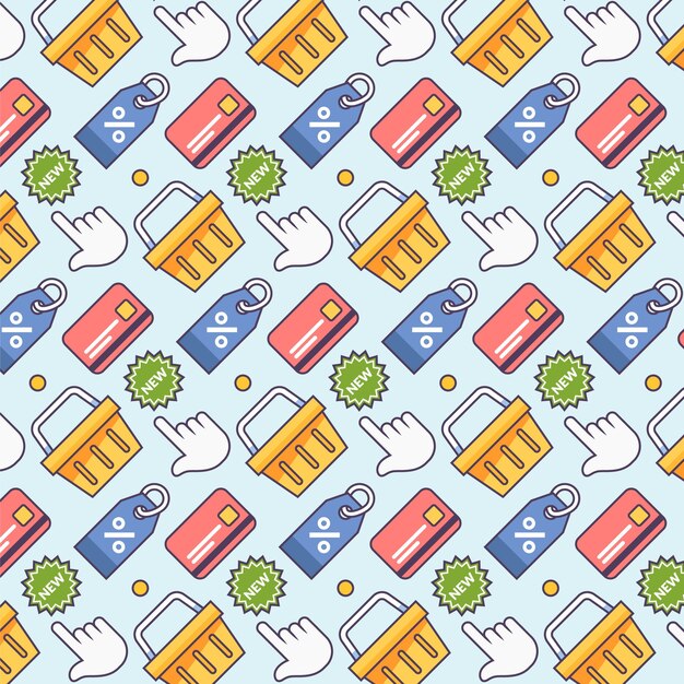 Diseño de patrón de compras dibujado a mano