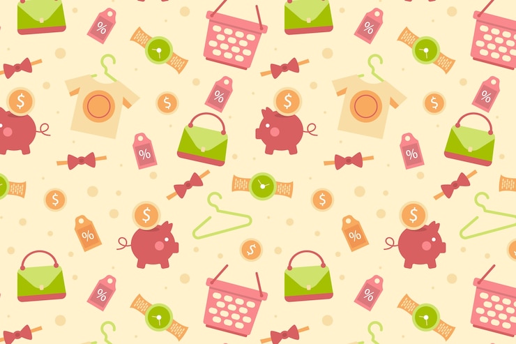 Vector gratuito diseño de patrón de compras de diseño plano