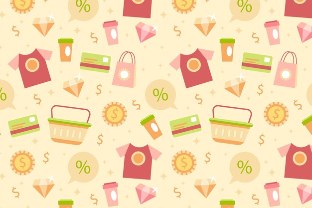Diseño de patrón de compras de diseño plano