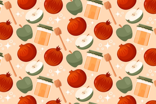 Diseño de patrón dibujado a mano para la celebración del año nuevo judío Rosh Hashanah