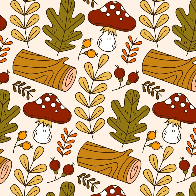 Diseño de patrón dibujado a mano para la celebración de la temporada de otoño