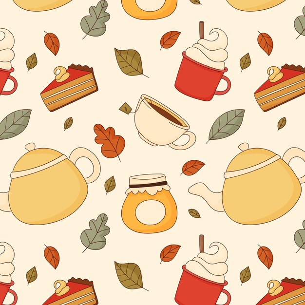 Diseño de patrón dibujado a mano para la celebración de la temporada de otoño