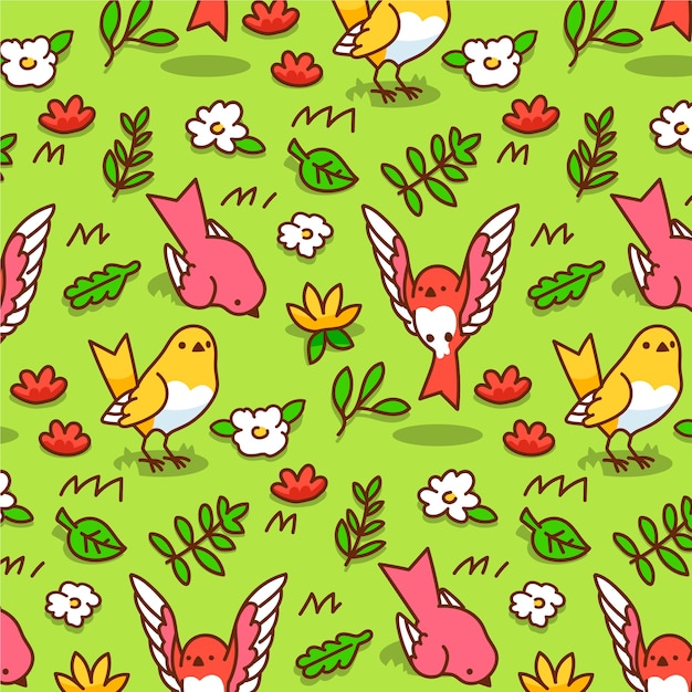 Diseño de patrón dibujado a mano para la celebración de la temporada de primavera