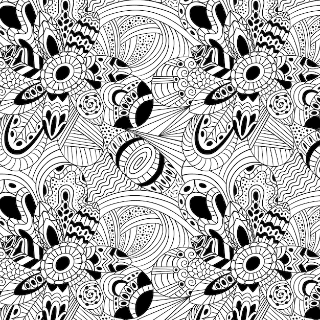Diseño de patrón de doodle zen dibujado a mano