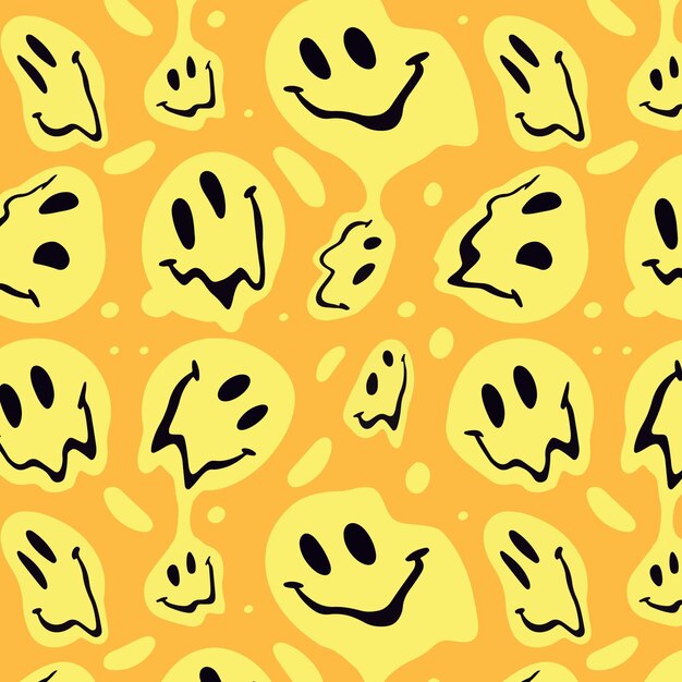 Diseño de patrón de emoticonos de sonrisa distorsionada