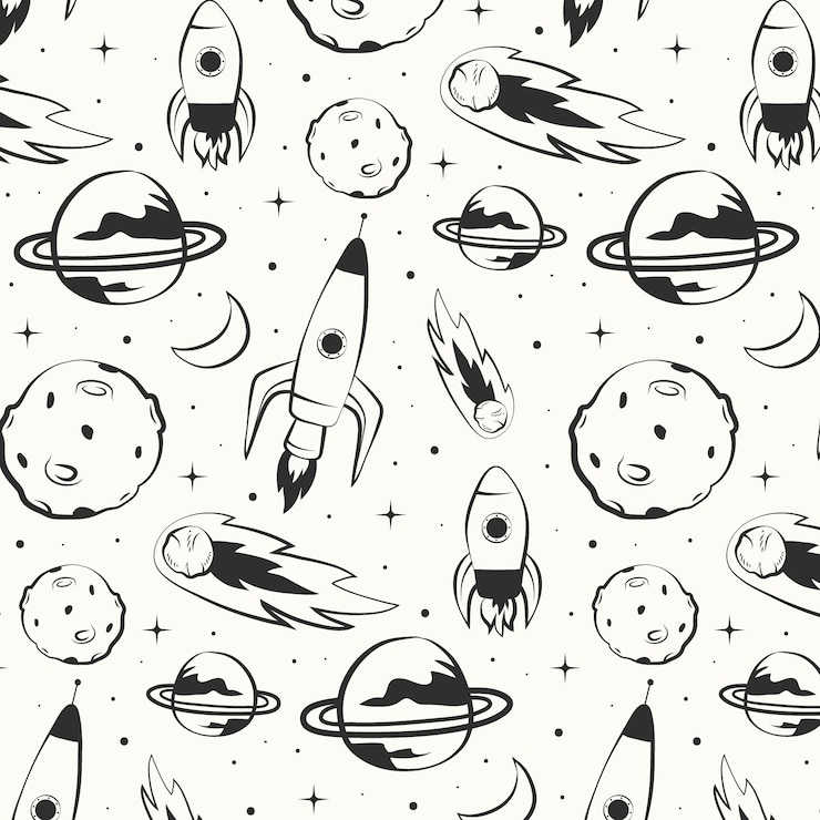 Diseño de patrón de espacio dibujado a mano