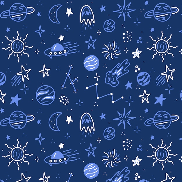 Diseño de patrón de espacio dibujado a mano