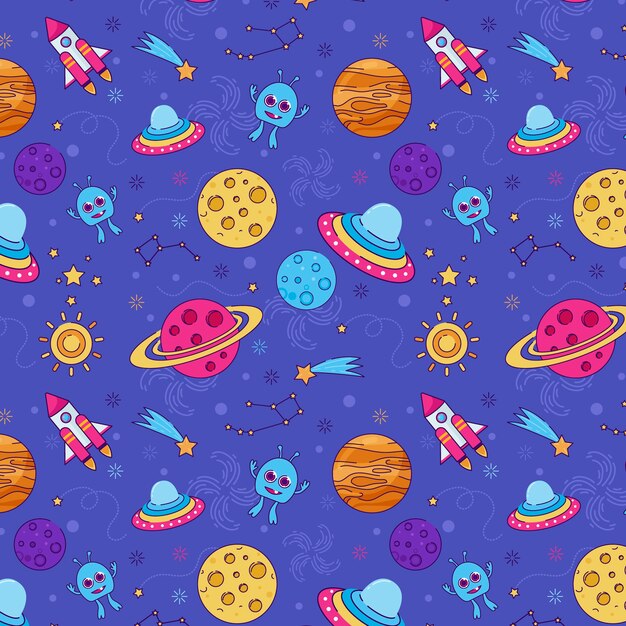 Diseño de patrón de espacio dibujado a mano