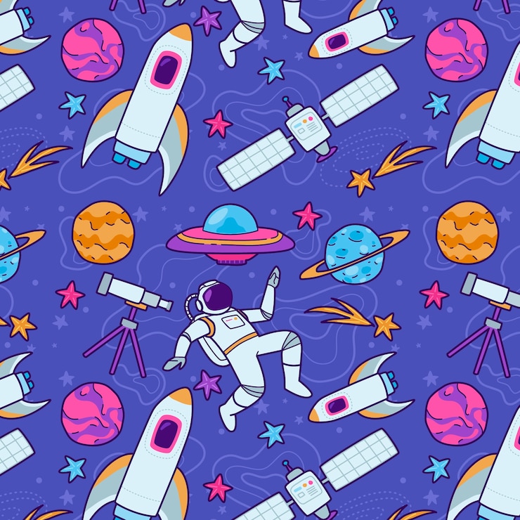 Vector gratuito diseño de patrón de espacio dibujado a mano