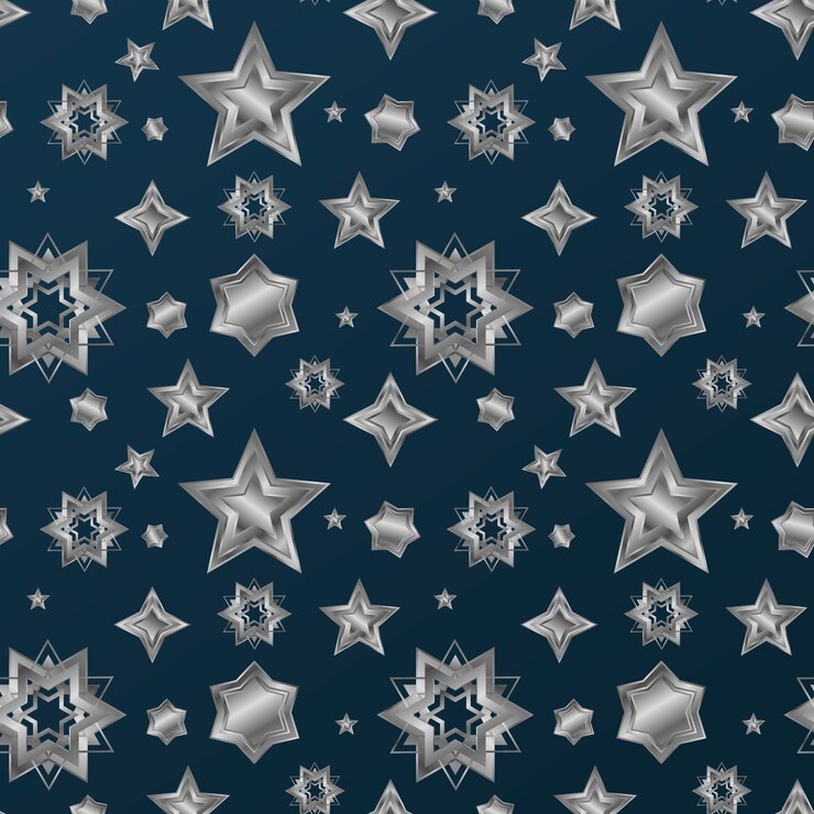 Vector gratuito diseño de patrón de estrellas plateadas.