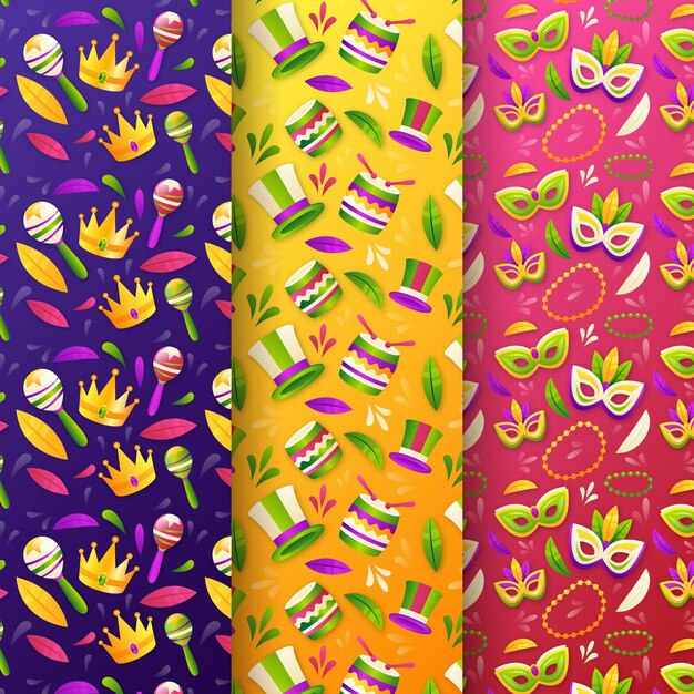 Diseño del patrón del festival de Mardi Gras en gradiente