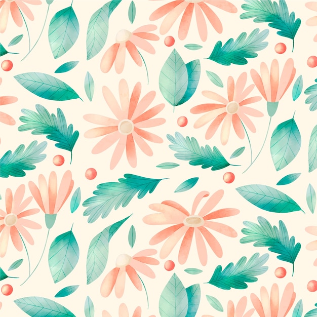 Vector gratuito diseño de patrón floral acuarela