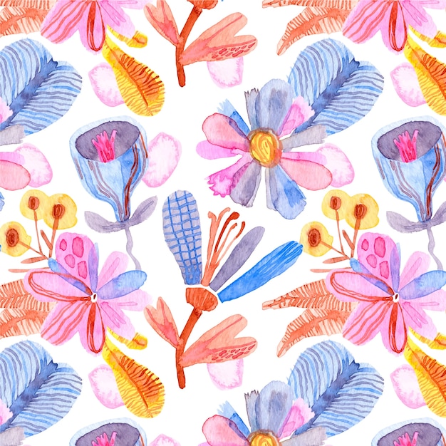 Vector gratuito diseño de patrón floral acuarela