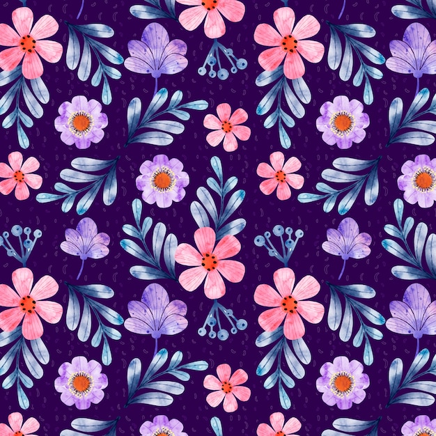 Diseño de patrón floral acuarela