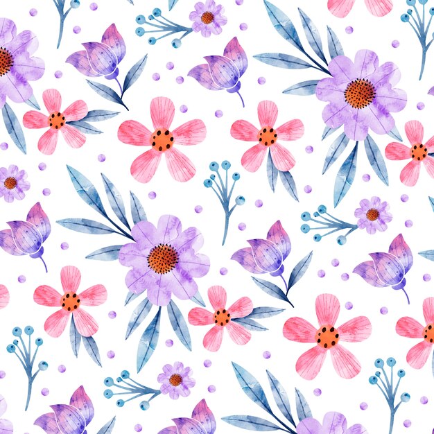 Diseño de patrón floral acuarela