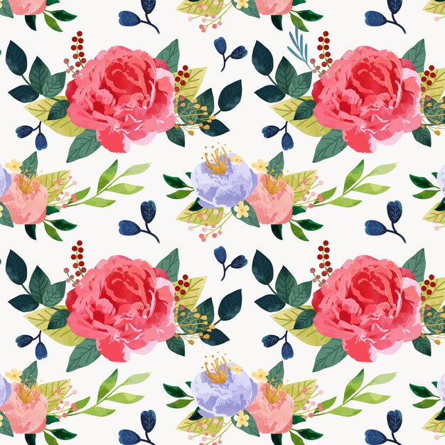 Diseño de patrón floral acuarela