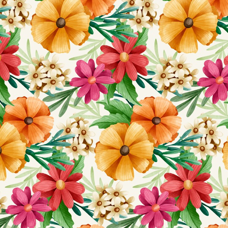 Vector gratuito diseño de patrón floral acuarela