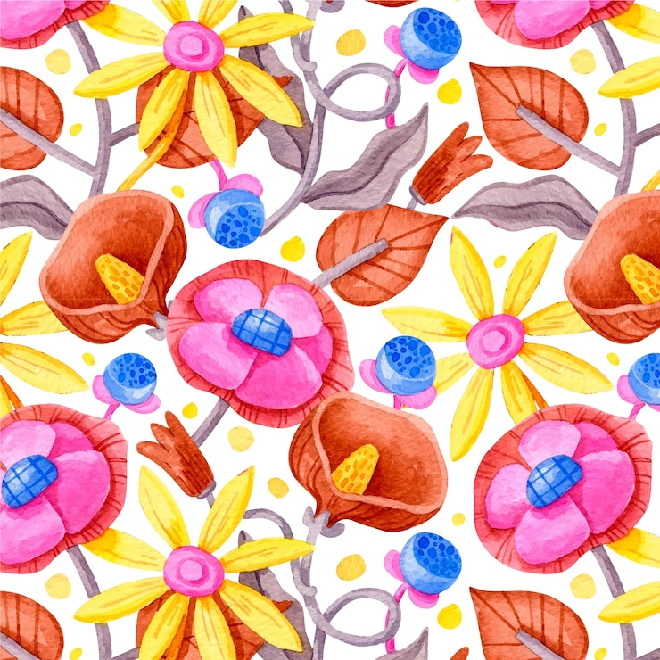 Vector gratuito diseño de patrón floral acuarela