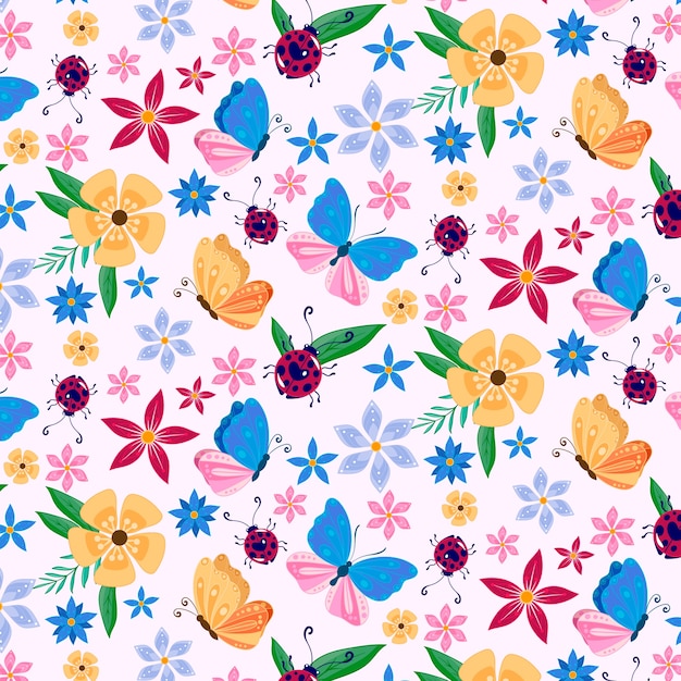 Diseño de patrón floral dibujado a mano para la primavera.