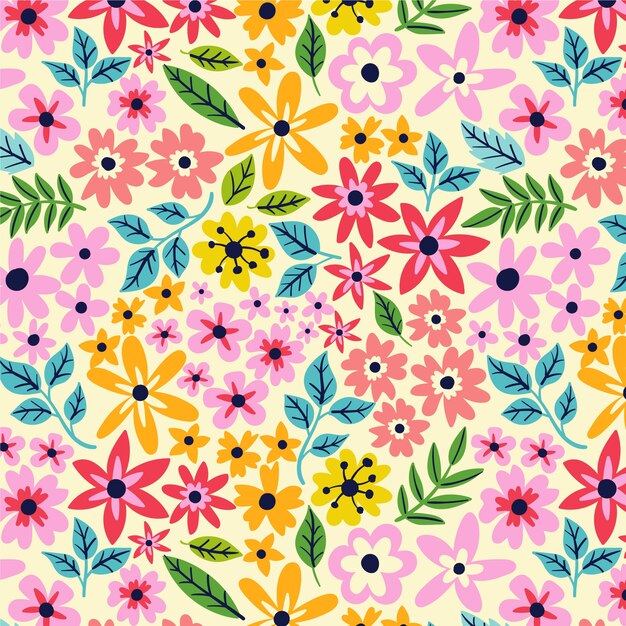 Diseño de patrón floral dibujado a mano