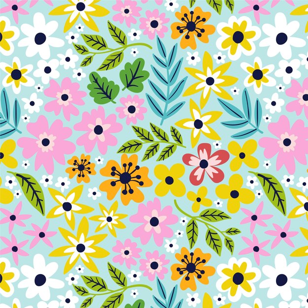 Diseño de patrón floral dibujado a mano