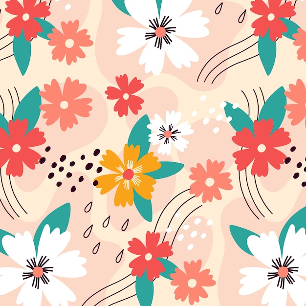 Vector gratuito diseño de patrón floral dibujado a mano