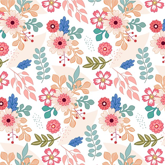 Diseño de patrón floral dibujado a mano