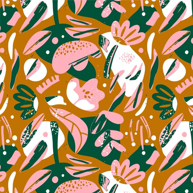 Diseño de patrón floral dibujado a mano