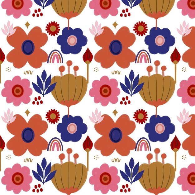 Diseño de patrón floral dibujado a mano