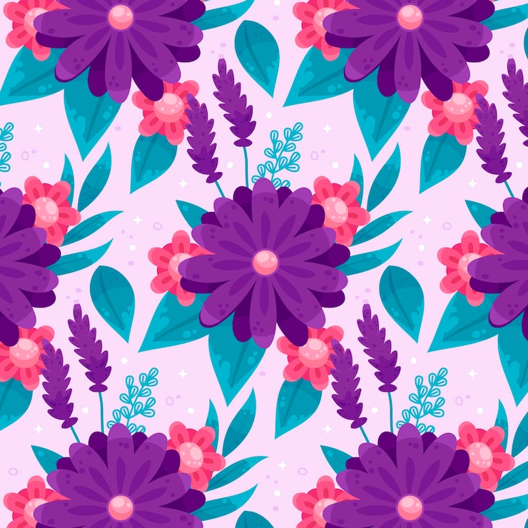 Vector gratuito diseño de patrón floral de diseño plano dibujado a mano