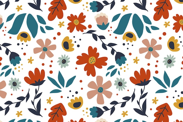 Vector gratuito diseño de patrón floral plano