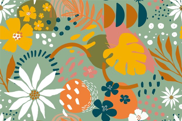 Diseño de patrón floral plano