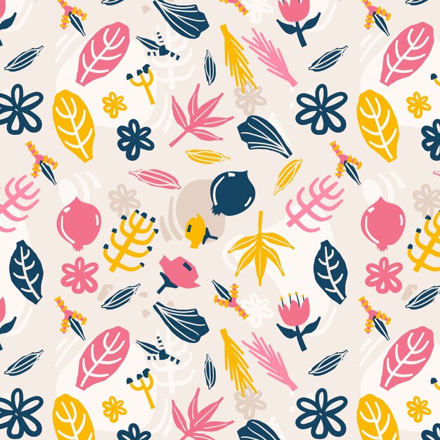 Diseño de patrón floral plano