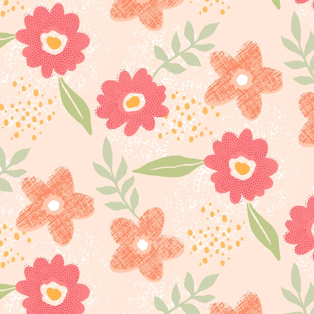 Diseño de patrón floral plano