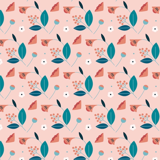 Diseño de patrón floral plano