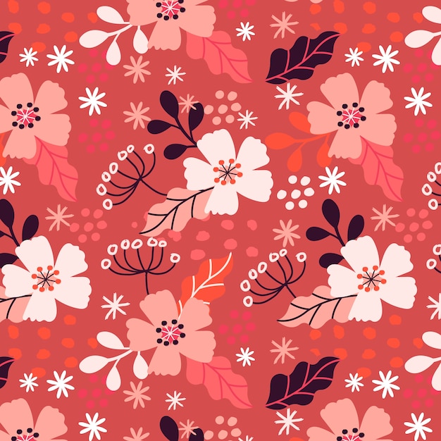 Vector gratuito diseño de patrón floral plano