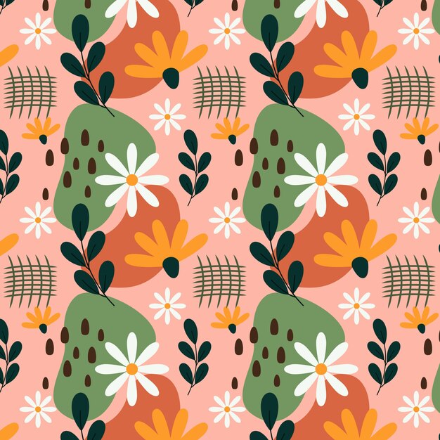 Diseño de patrón floral plano