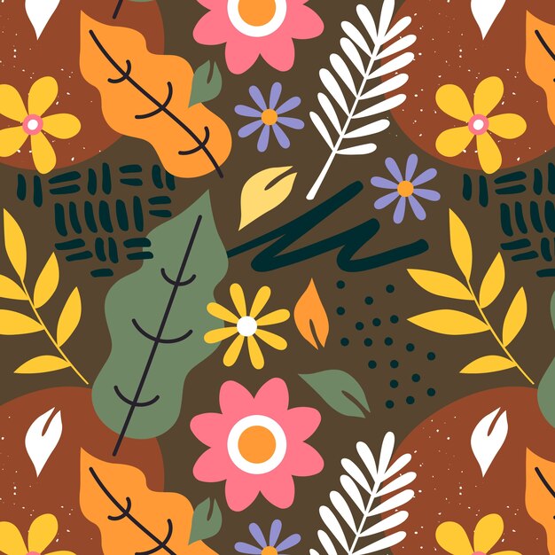 Diseño de patrón floral plano