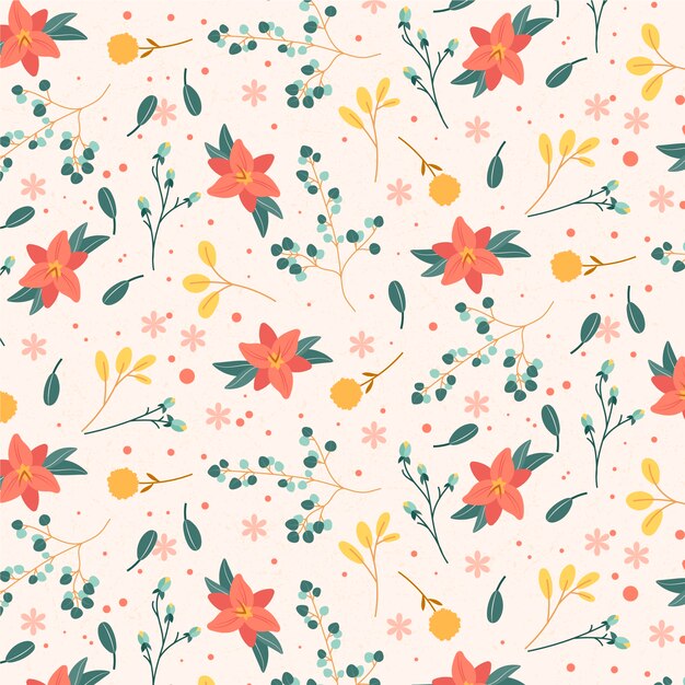 Diseño de patrón floral plano