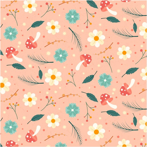 Diseño de patrón floral plano