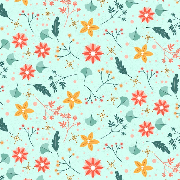 Vector gratuito diseño de patrón floral plano