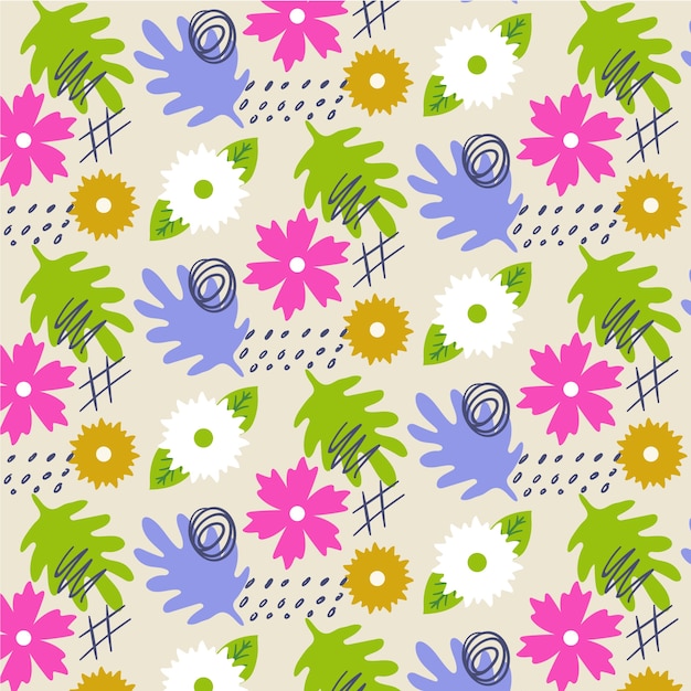 Diseño de patrón floral plano